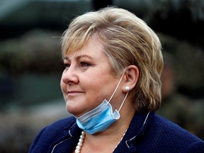 Norwegian Prime Minister Erna Solberg visits troops of the NATO enhanced Forward Presence Battle Group in Pabrade, Lithuania September 8, 2020.