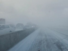Whiteout conditions on Hwy. 400 lead to a multi-vehicle crash and closure on Monday, March 1, 2021.