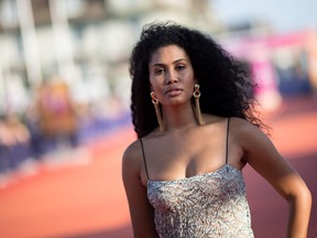 US actress Leyna Bloom poses on the red carpet before the award ceremony during the 45th Deauville US Film Festival, on September 14, 2019 in Deauville, northern France.
