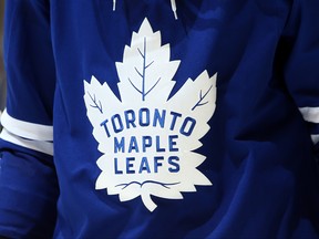 TORONTO, ON - OCTOBER 02:  Toronto Maple Leafs logo on jersey during an NHL game against the Ottawa Senators at Scotiabank Arena on October 2, 2019 in Toronto, Canada.  (Photo by Vaughn Ridley/Getty Images)