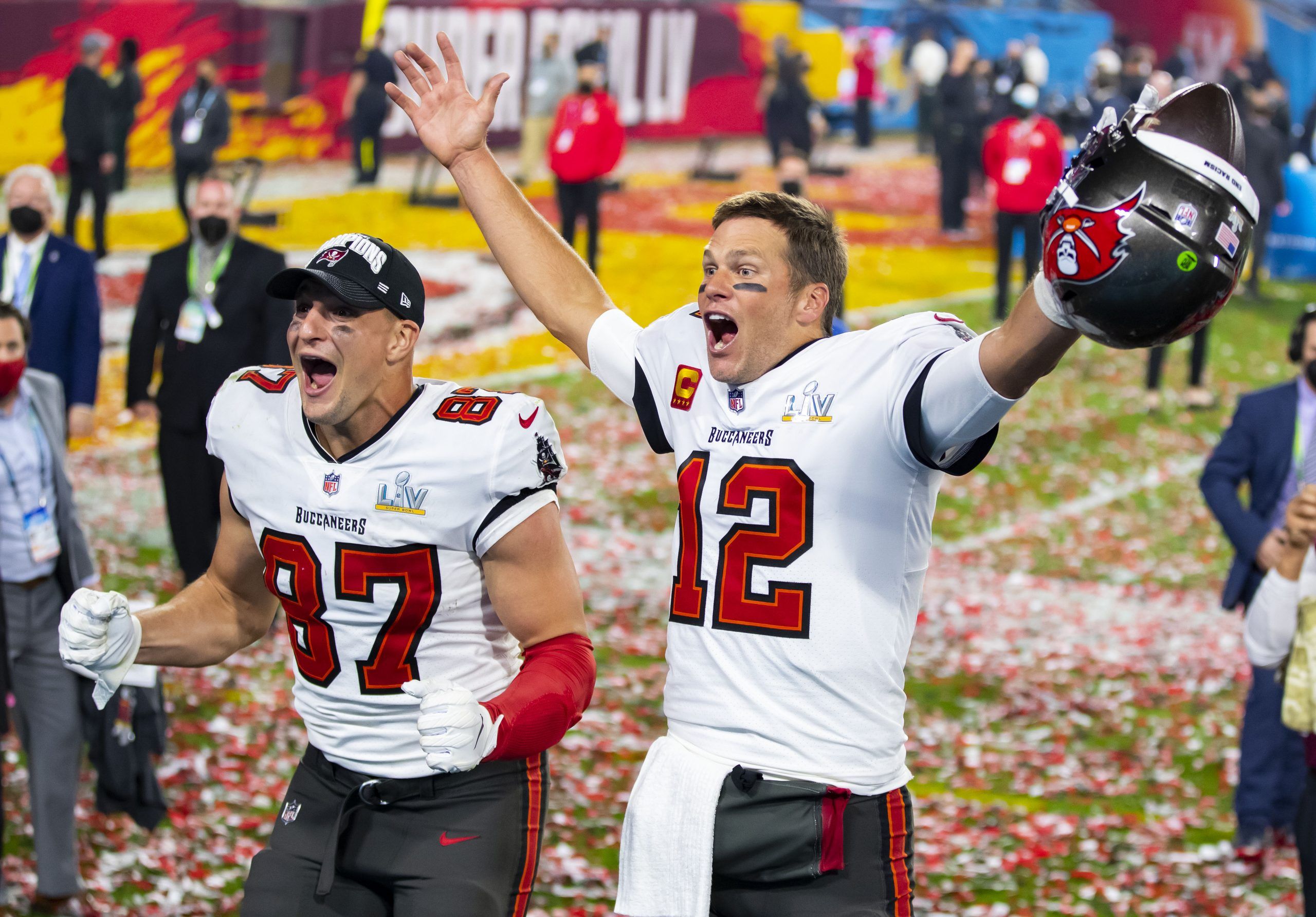 It was Tom Brady's and the Bucs' trophy to toss