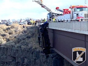 The rescue of a dangling truck.