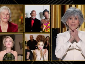 Jane Fonda accepts the Cecil B. DeMille Award in this handout screen grab from the 78th Annual Golden Globe Awards in Beverly Hills, Calif., Feb. 28, 2021.