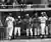 Doug Ault is congratulated in the dugout after he hits the first home run in Jays history on opening day 1977. MICHAEL PEAKE/SUN FILES