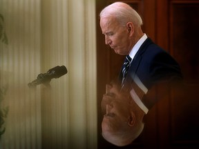 U.S. President Joe Biden talks to reporters during the first news conference of his presidency in the East Room of the White House on March 25, 2021 in Washington.