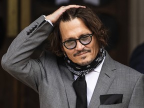 Johnny Depp arrives at the Royal Courts of Justice, Strand on July 13, 2020 in London.