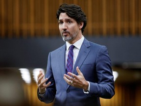 Prime Minister Justin Trudeau speaks during Question Period in the House of Commons on Parliament Hill in Ottawa, March 23, 2021.