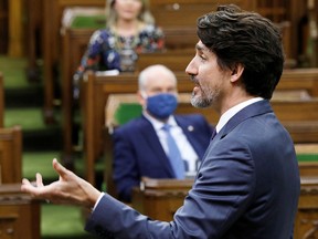 Prime Minister Justin Trudeau speaks during Question Period in the House of Commons on Parliament Hill in Ottawa March 23, 2021.