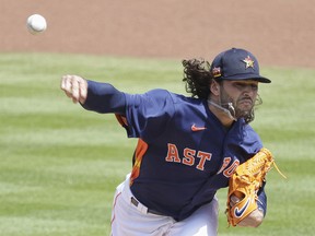 Houston Astros starting pitcher Lance McCullers Jr. (43) throws against the Washington Nationals during a spring training game at FITTEAM Ballpark of the Palm Beaches.