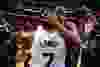 San Antonio Spurs DeMar DeRozan SG (10) hugs his former teammate Toronto Raptors Kyle Lowry PG (7) after the game  in Toronto, Ont. on Saturday February 23, 2019. Jack Boland/Toronto Sun/Postmedia Network