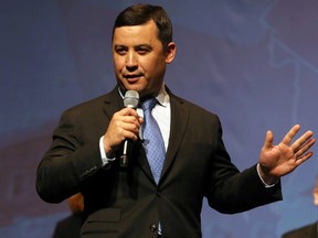 Conservative Party Leadership candidate Michael Chong,  addresses crowd at the Conservative Party of Canada's final televised debate in Toronto, Ontario,  April 26, 2017.