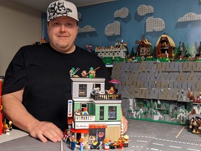 Aaron Chapman, 45, with his Lego Tim Hortons set.