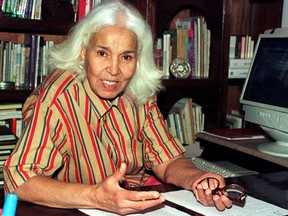 Egyptian writer Nawal el-Saadawi during an interview with Reuters in Cairo, May 23, 2001.