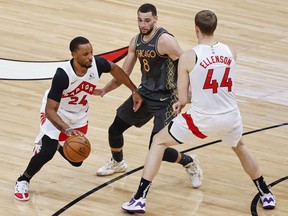 Toronto Raptors guard Norman Powell drives against the Chicago Bulls.