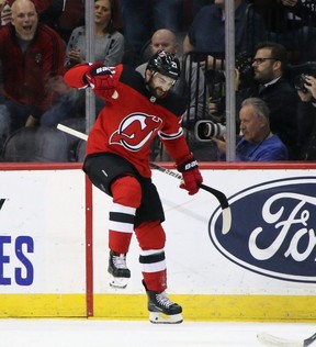 Devils forward Kyle Palmieri would provide a solid upgrade at right wing for the Flames, who are desperately trying to make the playoffs. GETTY IMAGES