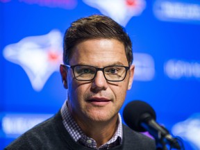 Toronto Blue Jays general manager Ross Atkins, during an end-of-season media conference at the Rogers Centre in Toronto, Ont. on Tuesday Oct. 1, 2019.