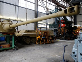 The turret is seen beside the hull of a German Second World War Tiger II "King Tiger" tank during restoration works at the Swiss Military Museum Full in Full, Switzerland March 22, 2021.