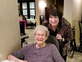 Sandy Cooper and her mom Bernice, Cooper, 86, a resident of Amica Thornhill who is once again confined to her room at her retirement home during meals despite having been vaccinated for COVID-19.