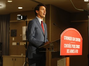 Prime Minister Justin Trudeau announces a program about Stronger Gun Control at the Don Valley Hotel and Suites September 20, 2019.