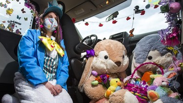 Uber driver Forest Atkinson with her Easter themed van in Toronto, Ont. on Tuesday March 30, 2021.