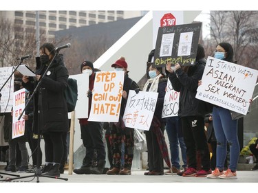 Thousands packed Nathan Phillips Square at Toronto's city hall to stand in solidarity against Anti-Asian racism this following recent racially-motivated hate events like the shootings in Atlanta and "scapegoating" people of Chinese descent for the COVID-19 pandemic Sunday March 28, 2021. Jack Boland/Toronto Sun/Postmedia Network