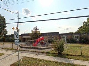 The playground at St. John Vianney Catholic School in Etobicoke near Albion Rd. and Islington Ave.
