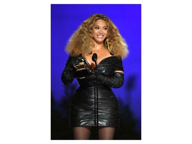 In this handout photo courtesy of The Recording Academy, singer Beyonce accepts the Best R&B Performance award for 'Black Parade' onstage during the 63rd Annual Grammy Awards at Los Angeles Convention Center on March 14, 2021.