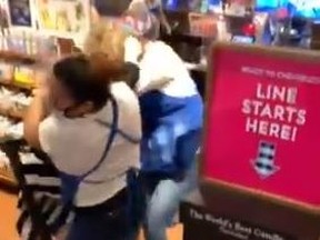 An employee and a customer brawl at a Bath & Body Works store in Arizona.