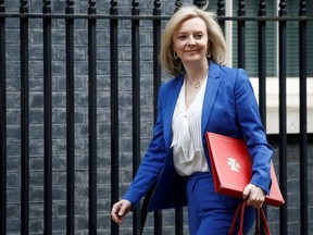 Britain's Secretary of State of International Trade and Minister for Women and Equalities Liz Truss is seen outside Downing Street, as the spread of the coronavirus disease (COVID-19) continues, in London, Britain March 17, 2020.