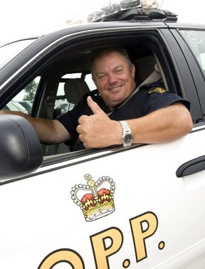 CP24 crime reporter Cam Woolley, who is calling it a career on April 15, 2021, is seen here in 2008 when he retired after 30 years as an OPP officer.