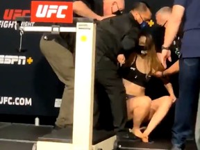 UFC fighter Julija Stoliarenko fainted twice as she weighed in ahead of her fight on Saturday in Las Vegas. The match was cancelled.