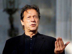 Pakistan's Prime Minister Imran Khan speaks during a joint news conference with Afghan President Ashraf Ghani (not pictured) at the presidential palace in Kabul, Afghanistan November 19, 2020.