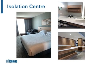Images of the Hilton Garden Inn Toronto Airport hotel on a City of Toronto PDF depicting images of its voluntary COVID-19 isolation site