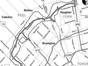 Preferred route of the GTA West/413 Highway