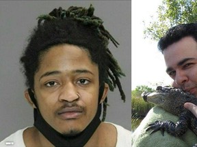 Rapper/porn star Diabolique Paris Johnson, left, is accused of murdering Joshua Smelser after luring him on Grindr.