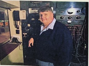 Paul Morris in his corner 'office' at Maple Leaf Gardens where he served as P.A. announcer, among other duties, from 1960 until the arena's closing in 1999.