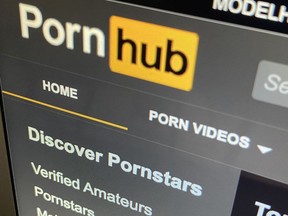 The Pornhub website is shown on a computer screen in Toronto on Wednesday, Dec. 16, 2020.