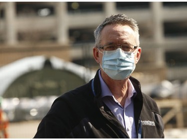 Robert Burgess (pictured) Senior Director of Sunnybrook Health Sciences Centre for Emergency Preparedness talks about the mobile hospital unit as part of Emergency Preparedness to possible combat the "third wave" of COVID. The site will initially allow for 84 beds and treatment areas for patients that could expand to 100 on Wednesday March 10, 2021. Jack Boland/Toronto Sun/Postmedia Network