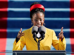 American poet Amanda Gorman reads a poem during the 59th Presidential Inauguration at the U.S. Capitol in Washington January 20, 2021.