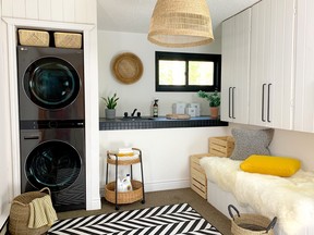 In Colin and Justin’s world, every room should be as practical as it is beautiful, this laundry room has both storage and a sitting area. SUPPLIED