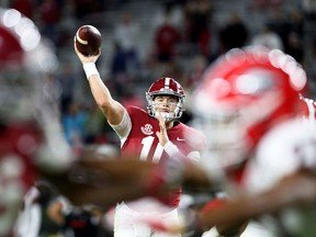 Ex-Alabama quarterback Mac Jones could go third overall in this month's NFL draft.