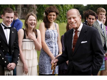 Prince Philip, the Duke of Edinburgh attends the Presentation Receptions for The Duke of Edinburgh Gold Award holders,on July 16, 2010 at the Palace of Holyroodhouse in Edinburgh.