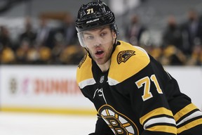 After managing just two goals all season with the Sabres, Taylor Hall has doubled that total in just three games since his trade to the Bruins. (Adam Glanzman/Getty Images)