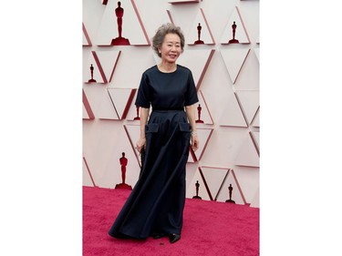 LOS ANGELES, CALIFORNIA – APRIL 25: (EDITORIAL USE ONLY) In this handout photo provided by A.M.P.A.S., Yuh-Jung Youn attends the 93rd Annual Academy Awards at Union Station on April 25, 2021 in Los Angeles, California.