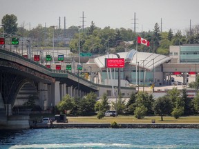 The Peace Bridge, which runs between Canada and the United States, over the Niagara River in Buffalo, N.Y., is pictured on July 15, 2020.