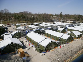 Sunnybrook Hospital's COVID field hospital is pictured on April 7, 2021.