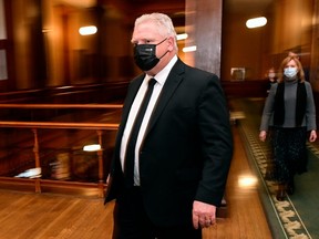 Premier Doug Ford is pictured at Queen's Park on April 16, 2021.