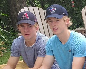 Brother Graeme (left) and Brandt Clarke both played for Extraliga. Graeme was drafted by the New Jersey Devils in 2019, while Brandt is hoping to be selected high in this summer’s NHL draft. SUPPLIED PHOTO