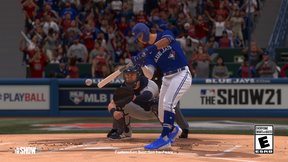 Beau Bichette swings the bat at MLB The Show 21.