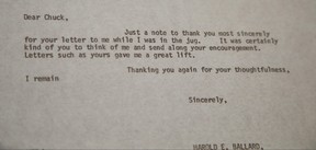 The majority of correspondence dates from a two-year span in October of 1973, after Ballard’s release from a year-long prison sentence for fraud. There were many friends he thanked for support “while I was in the jug,” a phrase oft-repeated. JACK BOLAND/TORONTO SUN